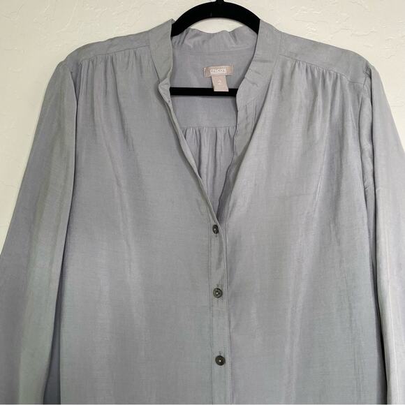 Chico's Gray Soft Button Up Blouse 2 Large - Picture 3 of 10